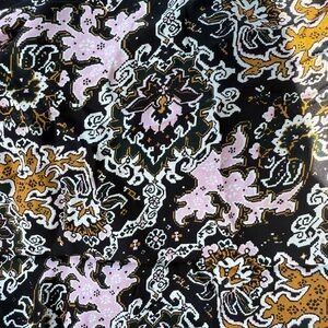 Dead stock silk fabric paisley black pink green gold 4+ yards X 51”
